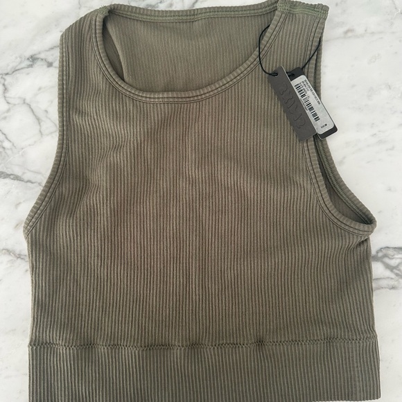 NWT/ SKIMS STRETCH RIB HIGH NECK BRA | L/XL | Green - Picture 1 of 1